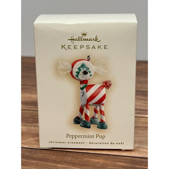 2007 HALLMARK KEEPSAKE ORNAMENT WD4095 PEPPERMINT PUP DOG CANDY CANE GUM DROP - Picture 2 of 7